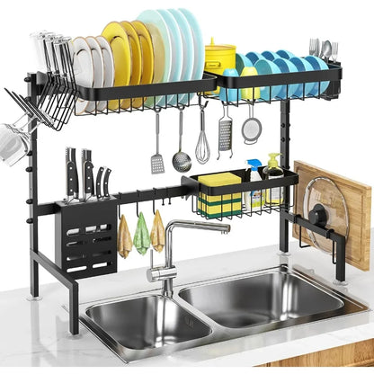 AdjustaDrain Over-The-Sink Dish Drying Rack