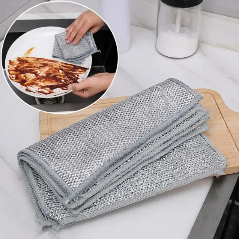 Dual-Layer Metal Mesh Non-Scratch Cleaning Cloth Set