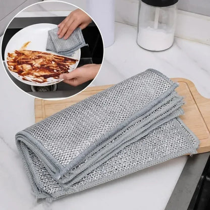 Dual-Layer Metal Mesh Non-Scratch Cleaning Cloth Set