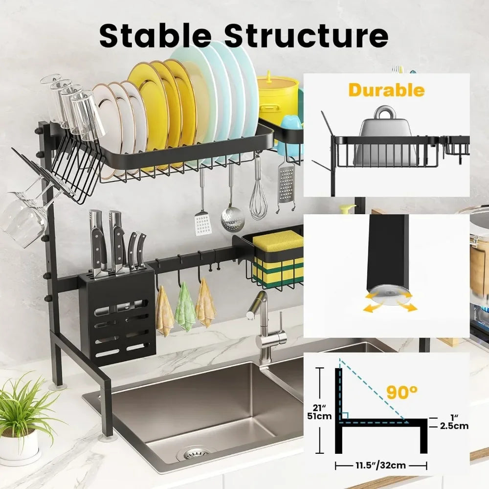 AdjustaDrain Over-The-Sink Dish Drying Rack
