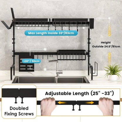 AdjustaDrain Over-The-Sink Dish Drying Rack