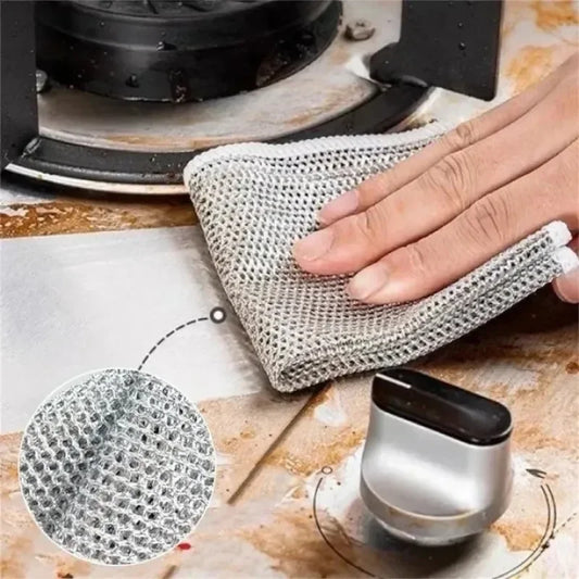 Dual-Layer Metal Mesh Non-Scratch Cleaning Cloth Set