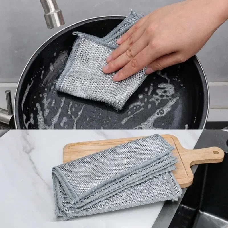 Dual-Layer Metal Mesh Non-Scratch Cleaning Cloth Set